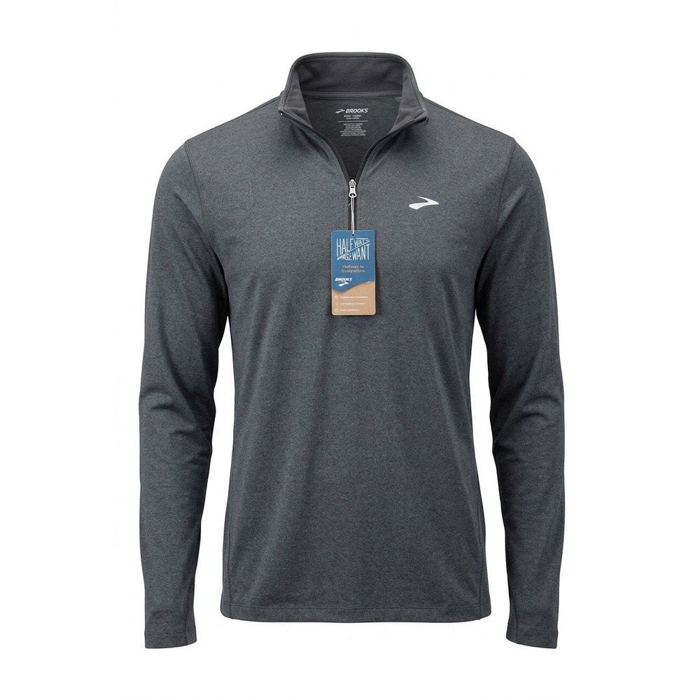 Brooks Dash 1/2 Zip 2.0 Running Top Heather Black XL 221651090-040 NWT Womens